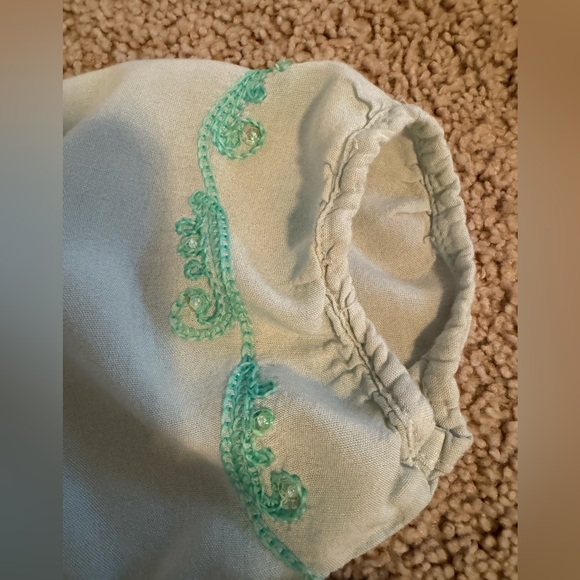 Island Planet Embroidered Women’s Peasant Light lime green 3/4 sleeves ; Size OS - Picture 5 of 8